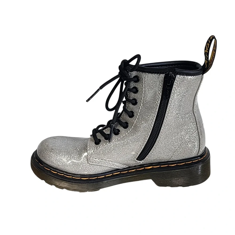 Dr. Martens 1460 Glitter Silver Sparkle Kids Combat Boots Size 13 US NJ004